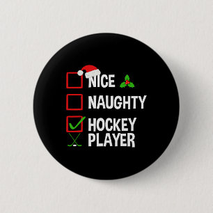 Macaron Rond 5 Cm Belle Joueuse de Hockey Naughty Drôle Noël Noël No