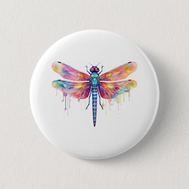 Macaron Rond 5 Cm Belle libellule Kiss Heaven Insect Lover (Devant)