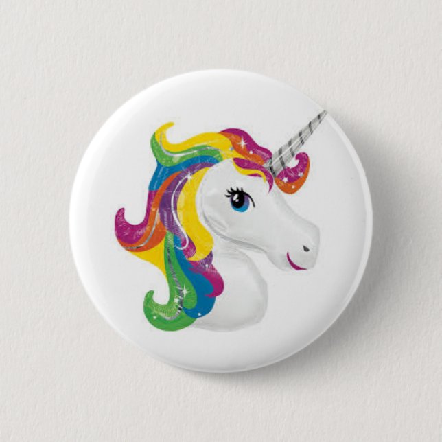 Macaron Rond 5 Cm Belle licorne avec Rainbow Colors presque Lisa (Devant)