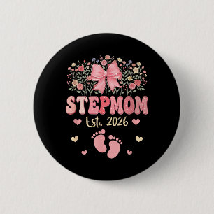 Macaron Rond 5 Cm Belle-mère 2026 Fleurs Fête des Mères Future Maman