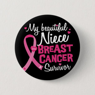 Macaron Rond 5 Cm Belle nièce Cancer du sein Survivant Tante Oncle