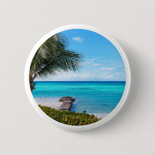 Macaron Rond 5 Cm Belle Plage Tropicale Palmier Venté