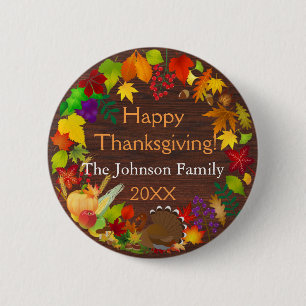 Macaron Rond 5 Cm Belle récolte de Thanksgiving