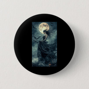 Macaron Rond 5 Cm Belle Sorcière Imaginaire gothique Vampire Lune 1