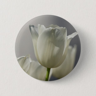 Macaron Rond 5 Cm Belle Tulipe de printemps blanche