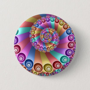Macaron Rond 5 Cm Belles couleurs arc-en-ciel Art fractal Abstrait