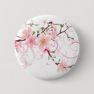 Macaron Rond 5 Cm Belles fleurs de cerisiers