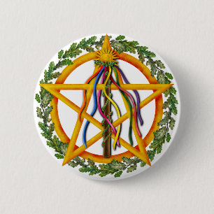 Macaron Rond 5 Cm Beltane Star Wiccan Holiday Maypole