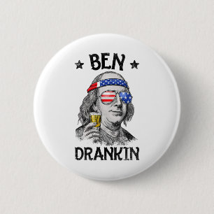 Macaron Rond 5 Cm Ben Drankin 4 juillet Benjamin Franklin Hommes Fem