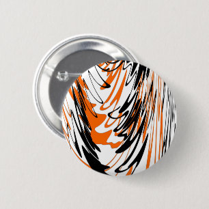 Macaron Rond 5 Cm Bengal Colors Squiggly Orange and Black Lines