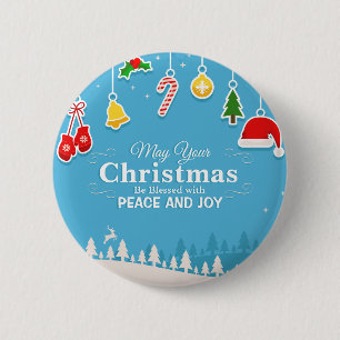 Macaron Rond 5 Cm Béni avec le bouton de Pin de Noël   de paix et de