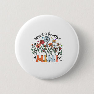 Macaron Rond 5 Cm Béni D'Être Appelé Mimi Fleur sauvage Floral Mère