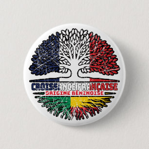 Macaron Rond 5 Cm Bénin Bénin Français France Arbre Drapeau