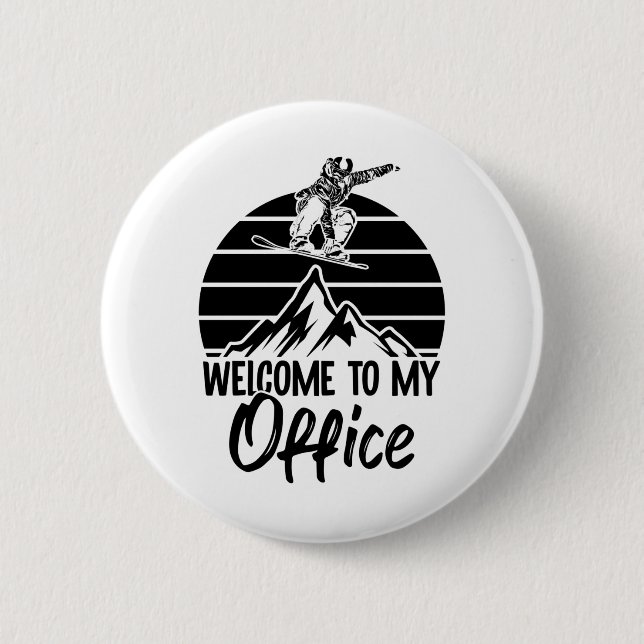 Macaron Rond 5 Cm Berge Snowboardeur | Cadeaux de snowboard (Devant)