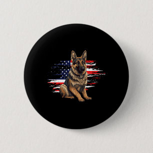 Macaron Rond 5 Cm Berger Allemand Drapeau Usa 4 Juillet Papa Chien