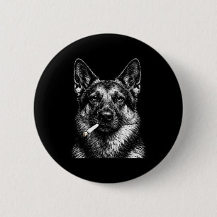 Macaron Rond 5 Cm berger allemand fumant mème de chien gangster drôl
