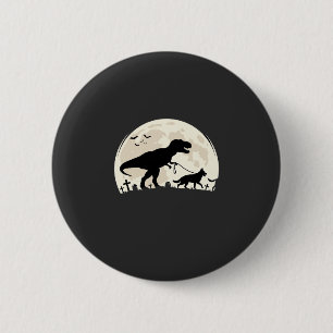 Macaron Rond 5 Cm Berger Allemand Halloween Dinosaure Silhouette Lun