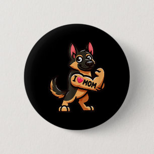 Macaron Rond 5 Cm Berger allemand J'aime maman Funny Chien Tattoo