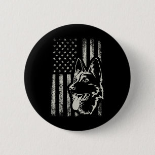 Macaron Rond 5 Cm Berger Allemand Patriotique Drapeau Américain 4 Ju
