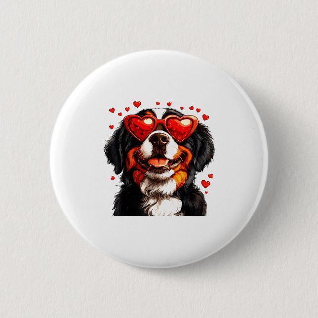 Macaron Rond 5 Cm Bernese Mountain Cute Berner Dog Lover Valentines  (Devant)