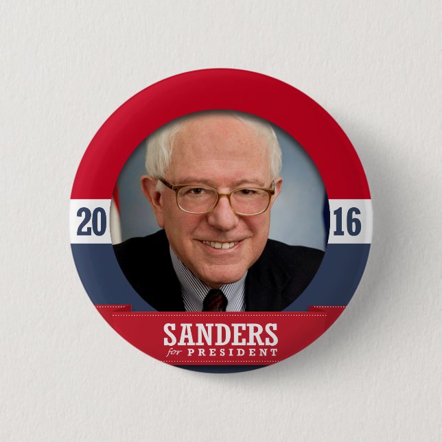 MACARON ROND 5 CM BERNIE SANDERS 2016 (Devant)