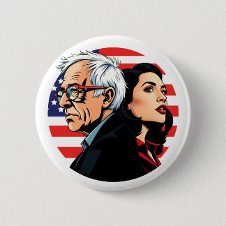 Macaron Rond 5 Cm Bernie Sanders & AOC Lutter contre l'oligarchie To