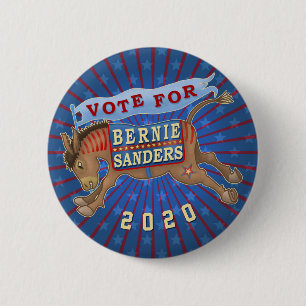 Macaron Rond 5 Cm Bernie Sanders Président 2020 Démocrate Donkey v2