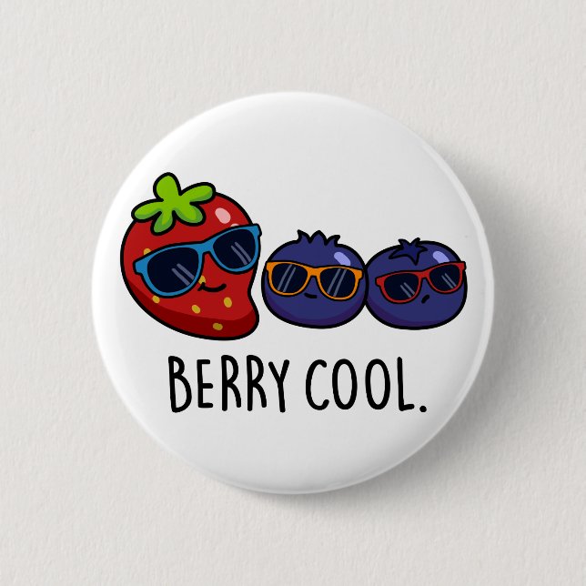 Macaron Rond 5 Cm Berry Cool Funny Fraise Blueberry Pun (Devant)