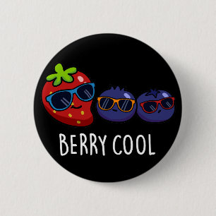 Macaron Rond 5 Cm Berry Cool Funny Strawberry Blueberry Pun Dark BG