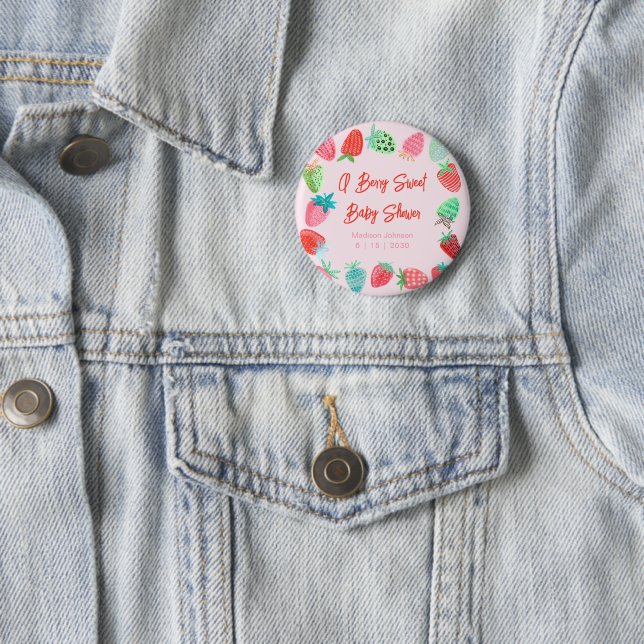 Macaron Rond 5 Cm Berry Sweet Baby shower fraise (En situation)