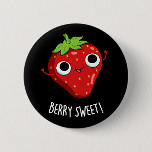 Macaron Rond 5 Cm Berry Sweet Funny Pun de fraise Dark BG