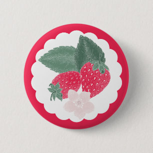 Macaron Rond 5 Cm Berry Sweet Strawberry Button - Thème Fruit Rouge