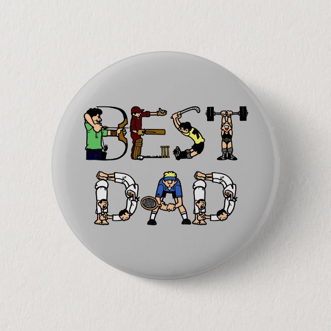 Macaron Rond 5 Cm Best Dad Sports Fun (Devant)