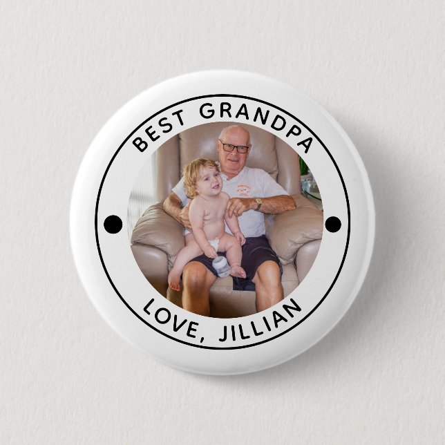 Macaron Rond 5 Cm BEST GRANDPA PAR PAR MONogramme photo (Devant)