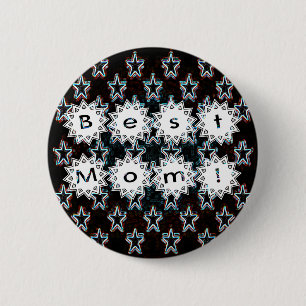 Macaron Rond 5 Cm Best Mom Stars in Neon Button