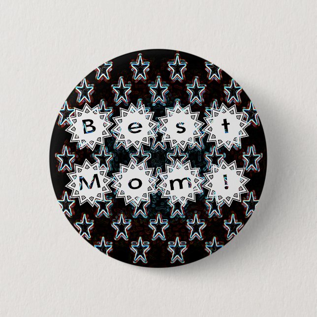 Macaron Rond 5 Cm Best Mom Stars in Neon Button (Devant)