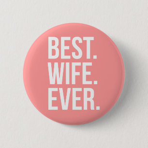 Macaron Rond 5 Cm Best Wife Ever Modern White Text on Pink