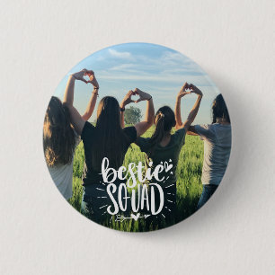 Macaron Rond 5 Cm Bestie Squad Personalized Photo BFF Lettering 