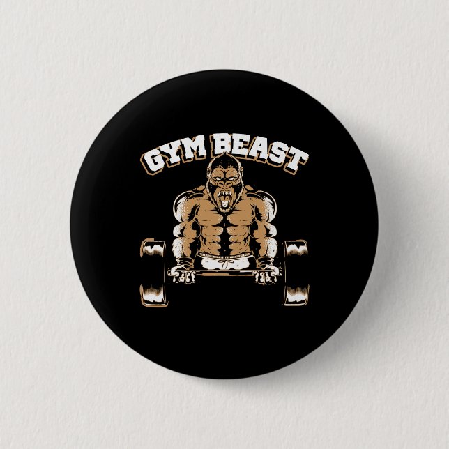 Macaron Rond 5 Cm Bête de gym Gorilla musculation bodybuilding Worko (Devant)