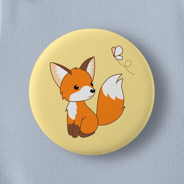 Macaron Rond 5 Cm Beurre à regarder de la petite Fox mignonne (Créateur téléchargé)