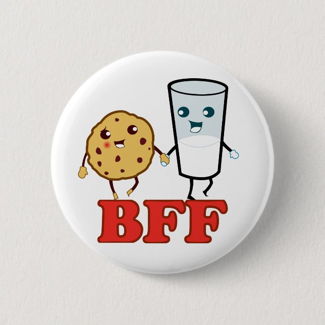 Macaron Rond 5 Cm BFF, meilleurs amis pour toujours (Devant)
