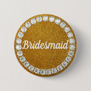 Macaron Rond 5 Cm Bg de strass doré de Bridesmaid