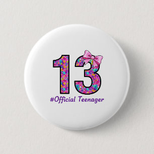 Macaron Rond 5 Cm Bi 13 ans Coquette Bow officielle Adolescente 13e