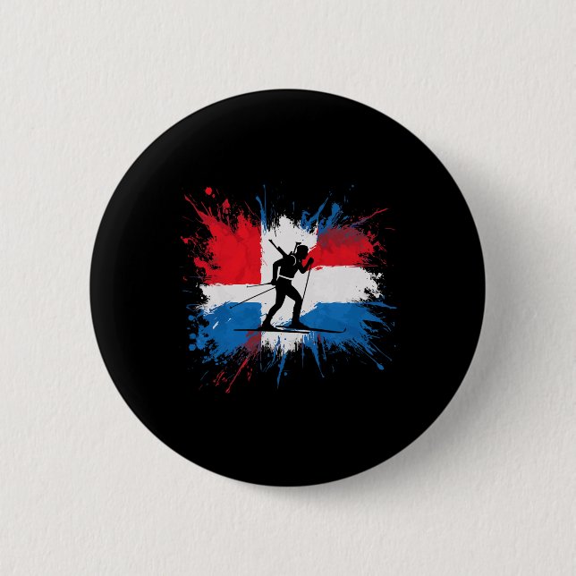 Macaron Rond 5 Cm Biathlon Sport hivernal Ski Riffle tir Biath (Devant)