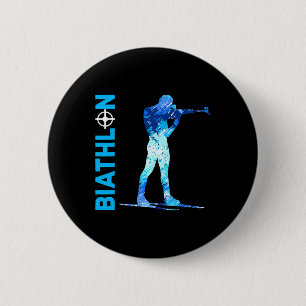 Macaron Rond 5 Cm Biathlon Tir Et Ski Sports D'Hiver