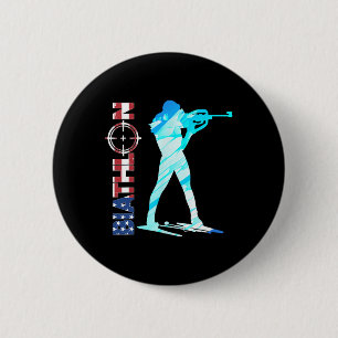 Macaron Rond 5 Cm Biathlon Usa Drapeau Vêtements American Cross-coun