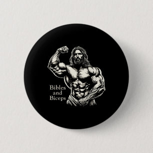 Macaron Rond 5 Cm Bibles Et Biceps - Drôle Bodybuilding Jesus Gym W