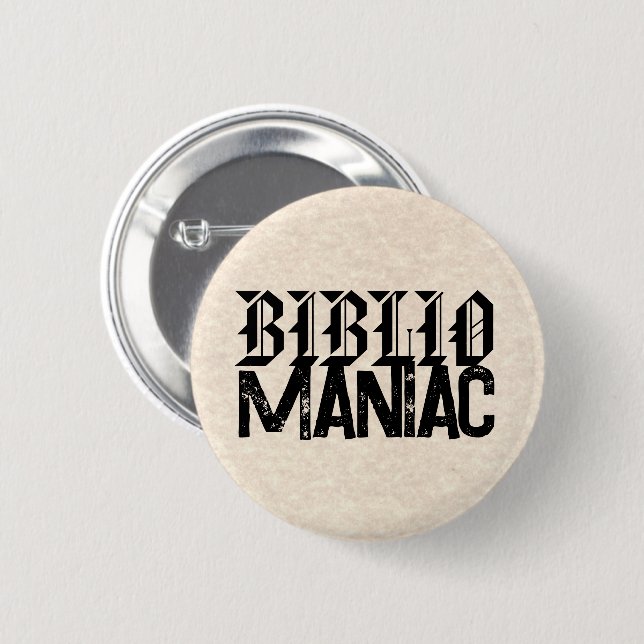 Macaron Rond 5 Cm BiblioManiac Book Lover in Fun Fonts (Devant & derrière)
