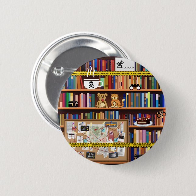 Macaron Rond 5 Cm Bibliothèque Cosy Mysteries (Devant & derrière)
