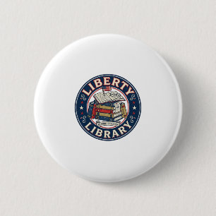 Macaron Rond 5 Cm Bibliothèque de la Liberté Patriotique Patriotique